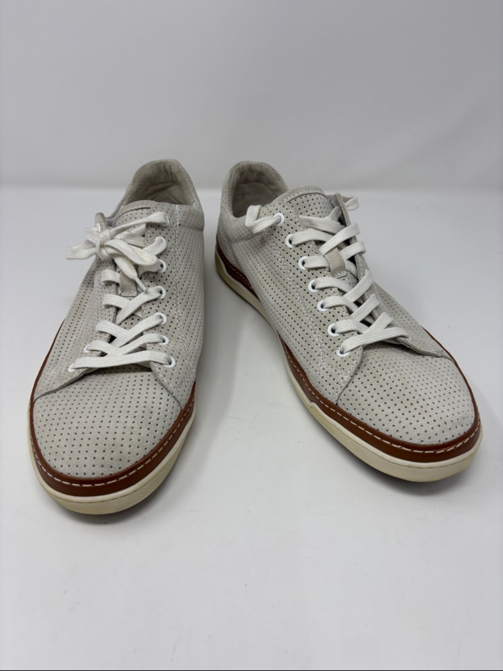 Allen Edmonds | 12 12B Men's Perforated Casual Sneakers in Light Gray